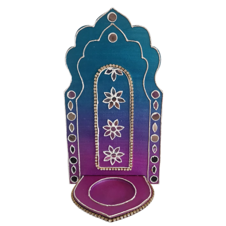 jharokha shaped candle holder wall mounted set of 2 ( various colours)