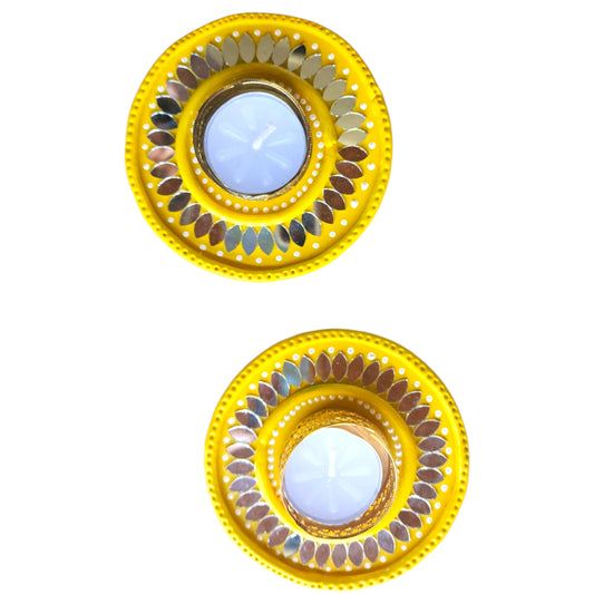 Lippan Mirror Work Diya Tea Light Holder / Piece