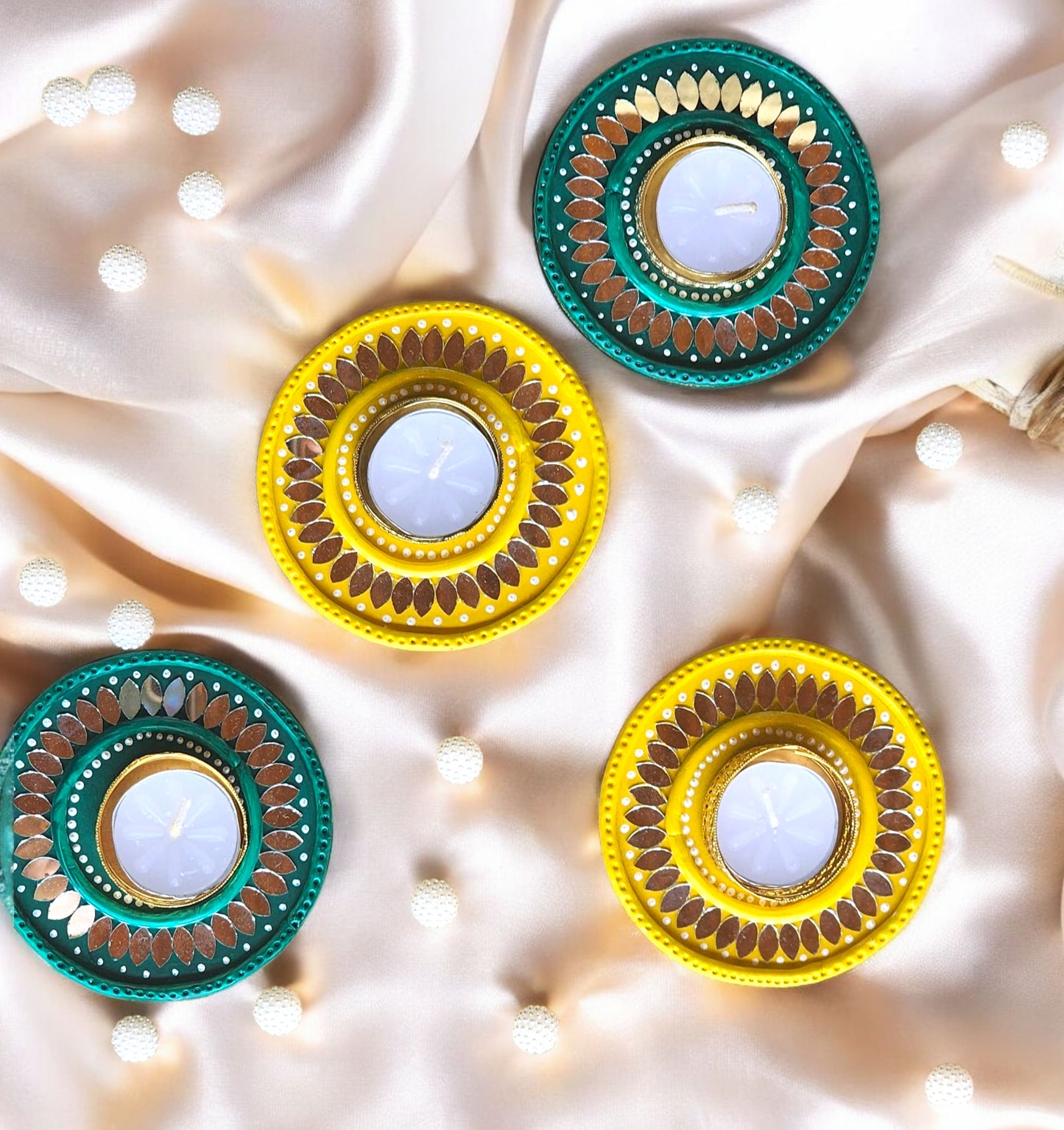 Lippan Mirror Work Diya Tea Light Holder / Piece